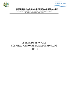 Oferta De Servicios Hospital Nacional Nueva Guadalupe 2018