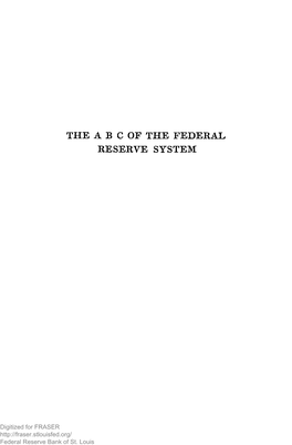 The Abc of the Federal Reserve System