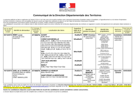 Communiqué De La Direction Départementale Des Territoires