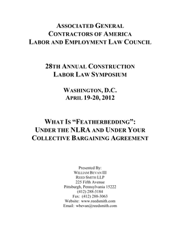 Featherbedding”: Under the Nlra and Under Your Collective Bargaining Agreement