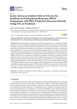 Acetic Acid As an Indirect Sink of CO2 for the Synthesis of Polyhydroxyalkanoates (PHA): Comparison with PHA Production Processes Directly Using CO2 As Feedstock