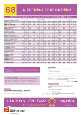 Dieppe Le Tréport Eu Horaires Valables Du 7 Juillet 2021 Au 1Er Septembre 2021 Inclus