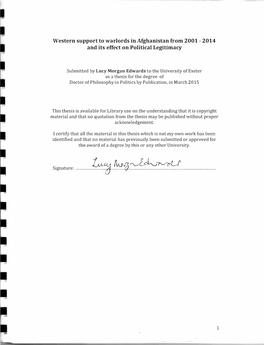 Lucy Morgan Edwards to the University of Exeter As a Thesis for the Degree of Doctor of Philosophy in Politics by Publication, in March 2015
