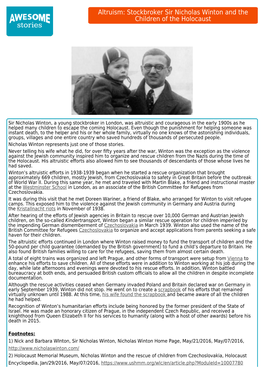 Stockbroker Sir Nicholas Winton and the Children of the Holocaust