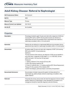 Adult Kidney Disease: Referral to Nephrologist