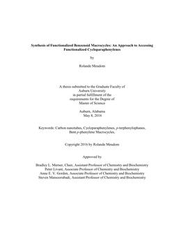 Synthesis of Functionalized Benzenoid Macrocycles: an Approach to Accessing Functionalized Cycloparaphenylenes