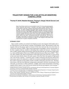 Aas 19-829 Trajectory Design for a Solar Polar