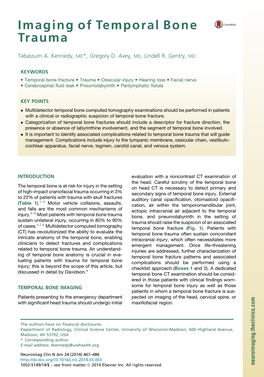 Imaging of Temporal Bone Trauma