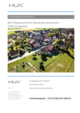 8477 Oberstammheim (Gemeinde Stammheim) 1’045 M2 Bauland