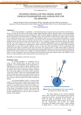 Inverted Pendulum Two-Wheel Robot Usingaccelerometer and Gyroscope for Its Sensors