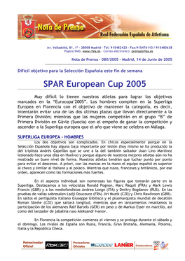 SPAR European Cup 2005