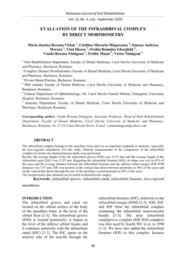 Evaluation of the Infraorbital Complex by Direct Morphometry