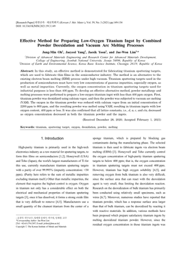 Effective Method for Preparing Low-Oxygen Titanium Ingot By