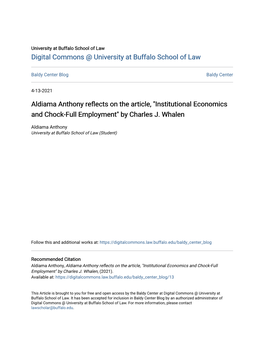 Institutional Economics and Chock-Full Employment" by Charles J