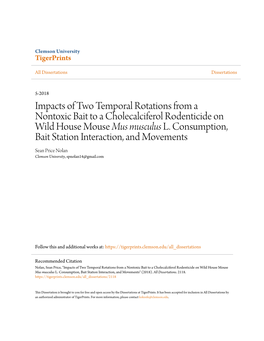 Impacts of Two Temporal Rotations from a Nontoxic Bait to a Cholecalciferol Rodenticide on Wild House Mouse Mus Musculus L