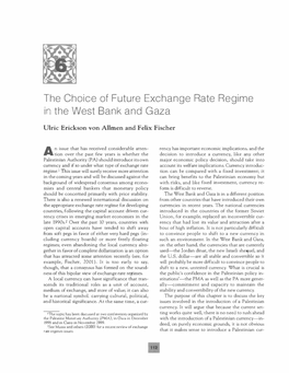 The Choice of Future Exchange Rate Regime in the West Bank and Gaza