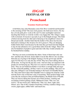 IDGAH FESTIVAL of EID Premchand