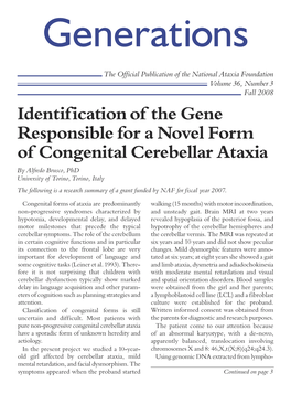 Identification of the Gene Responsible for a Novel Form of Congenital Cerebellar Ataxia