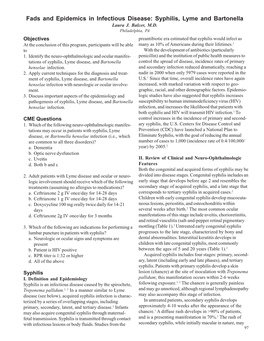 Fads and Epidemics in Infectious Disease: Syphilis, Lyme and Bartonella Laura J