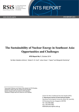 The Sustainability of Nuclear Energy in Southeast Asia: Opportunities and Challenges