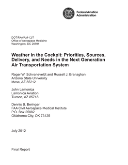 Weather in the Cockpit: Priorities, Sources, Delivery, and Needs in the Next Generation Air Transportation System