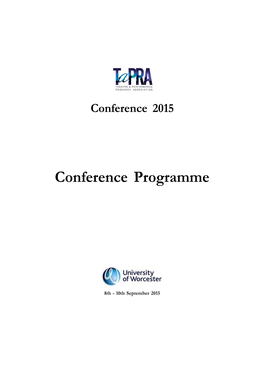 Tapra 2015 Conference Programme P a G E | 1 TABLE of CONTENTS