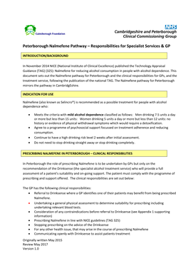 Cambridgeshire Nalmefene Pathway