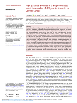 Larval Trematodes of Bithynia Tentaculata in Central Europe