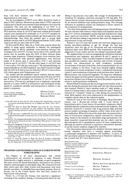 That Easily Crosses the Blood-Brain Barrier, Was Found to Be a Potent University Hospital MARIA-ANTONIA QUERA-SALVA Cataplexy-Inducing Agent in Narcoleptic Dogs