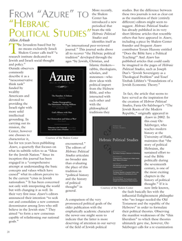 From “Azure” to “Hebraic Political Studies”