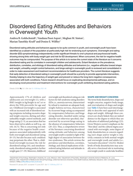 Disordered Eating Attitudes and Behaviors in Overweight Youth Andrea B