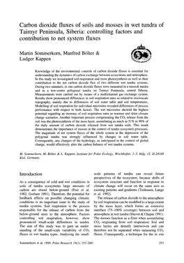 Carbon Dioxide Fluxes of Soils and Mosses in Wet Tundra of Taimyr Peninsula, Siberia: Controlling Factors and Contribution to Net System Fluxes