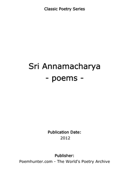 Sri Annamacharya - Poems