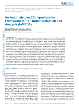 An Automated and Comprehensive Framework for Iot Botnet Detection and Analysis (Iot-BDA)