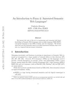 An Introduction to Fuzzy & Annotated Semantic Web Languages Arxiv