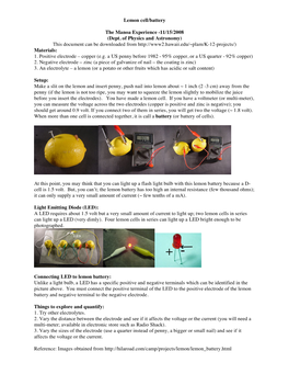 Lemon Cell/Battery the Manoa Experience -11/15/2008 (Dept. Of