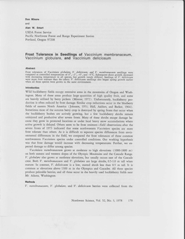 Frost Tolerance in Seedlings of Vaccinium Membranaceum