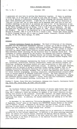 PUBLIC PROGRAMS NEWSLETTER Vol. 1, No. 2 September 1983 Editor