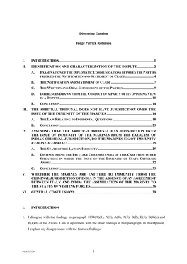 1 Dissenting Opinion Judge Patrick Robinson I. INTRODUCTION