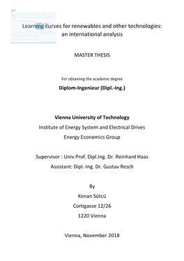 Learning Curves for Renewables and Other Technologies