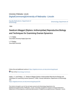 Seedcorn Maggot (Diptera: Anthomyiidae) Reproductive Biology and Techniques for Examining Ovarian Dynamics