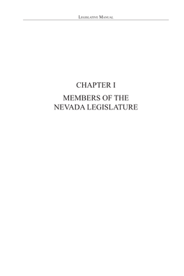 Nevada Legislative Manual (2015) Chapter 1