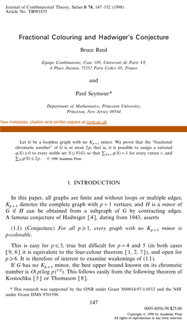 Fractional Colouring and Hadwiger's Conjecture