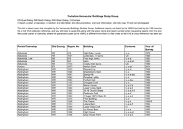 Yorkshire Vernacular Buildings Study Group Parish/Township Old County