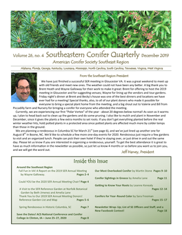 Volume 26, No. 4 Southeastern Conifer Quarterly December 2019