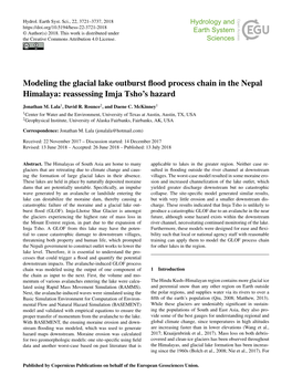 Modeling the Glacial Lake Outburst Flood Process Chain in the Nepal
