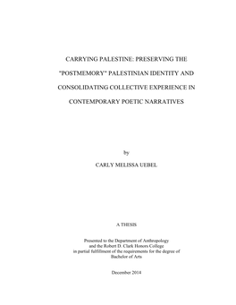 Carrying Palestine: Preserving the 