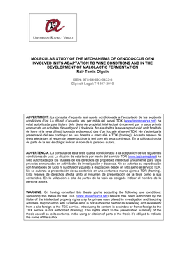 Molecular Study of the Mechanisms of Oenococcus