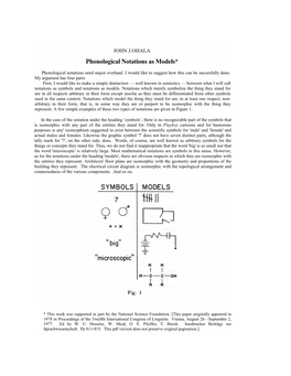 Phonological Notations As Models*