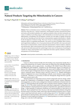 Natural Products Targeting the Mitochondria in Cancers